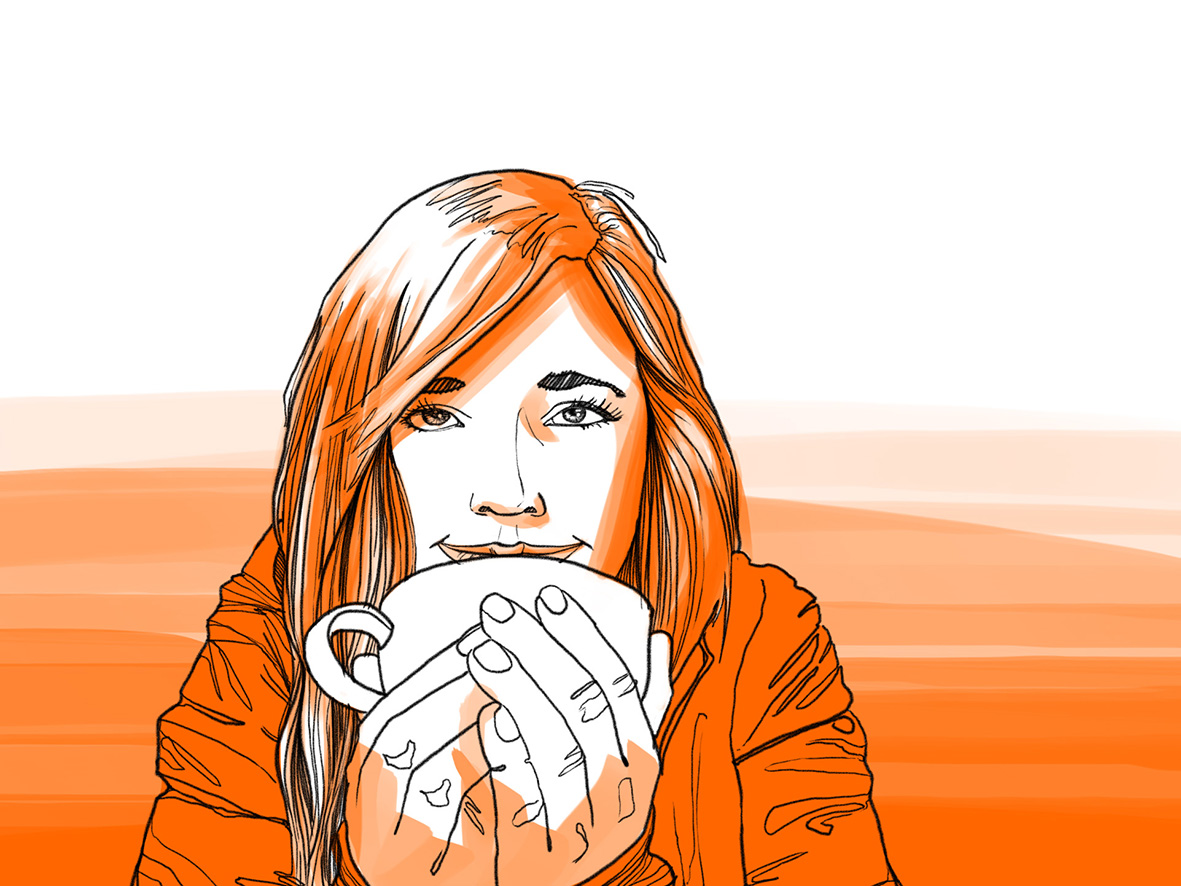 Frau mit Tasse in der Hand